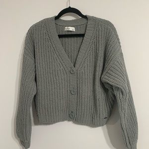 grey cropped cardigan